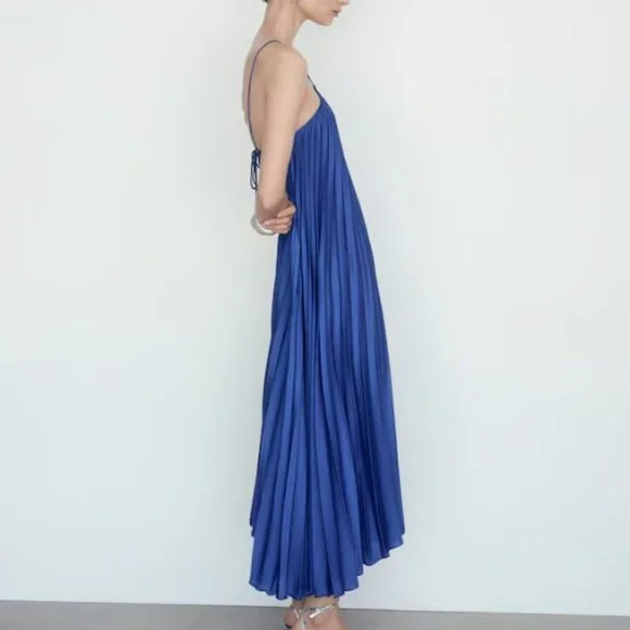 Mango Pleated halter neck dress - Size Medium - Picture 5 of 6